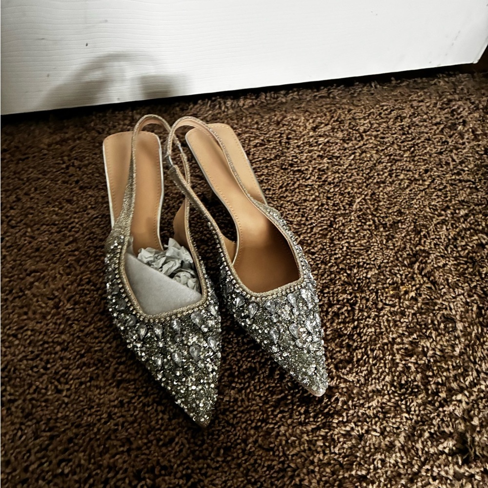 Elegant Silver Women's Slingback Heels